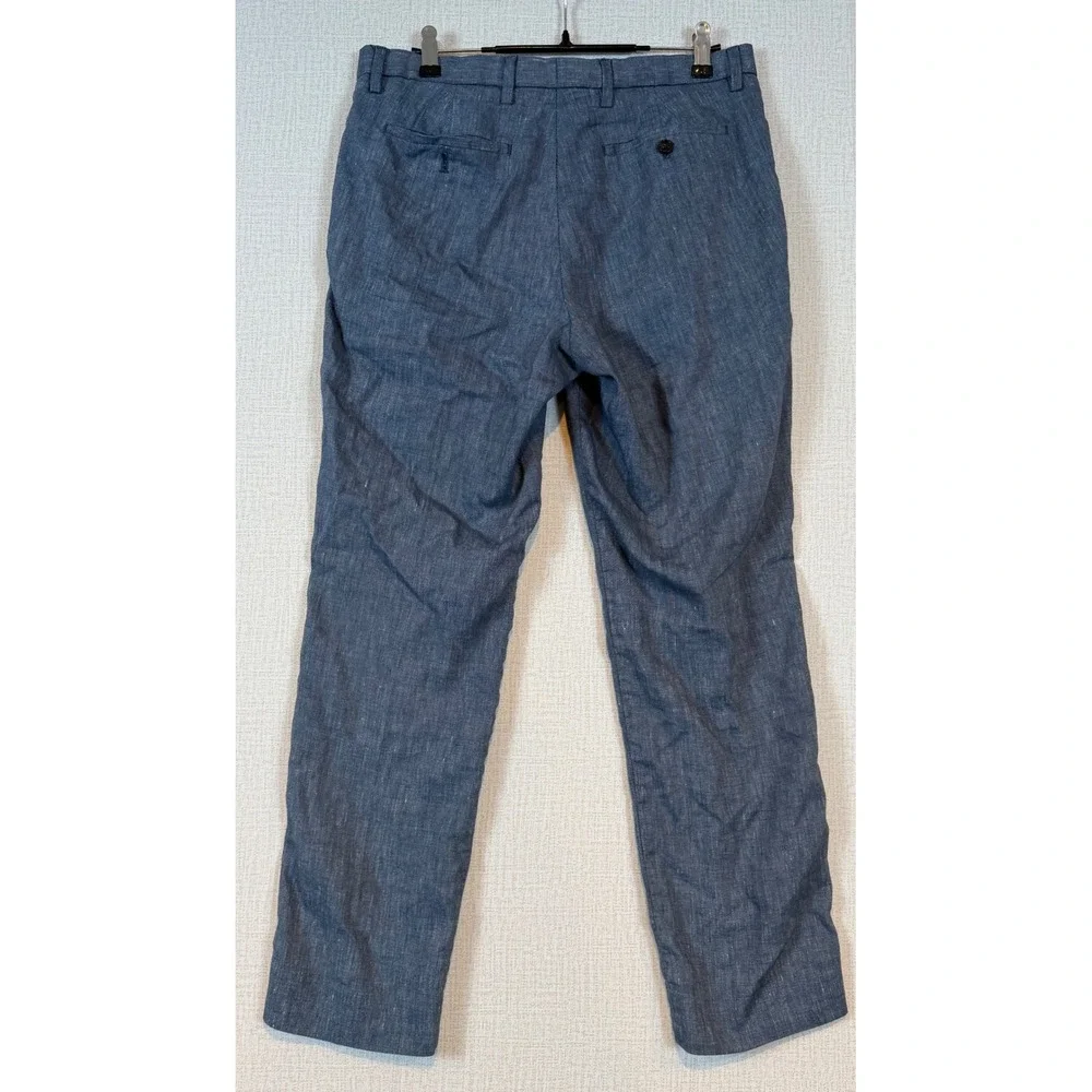 Banana Republic Slim Fit Linen Blend Pants Blue 30x30 Flat Front Trouser Coastal